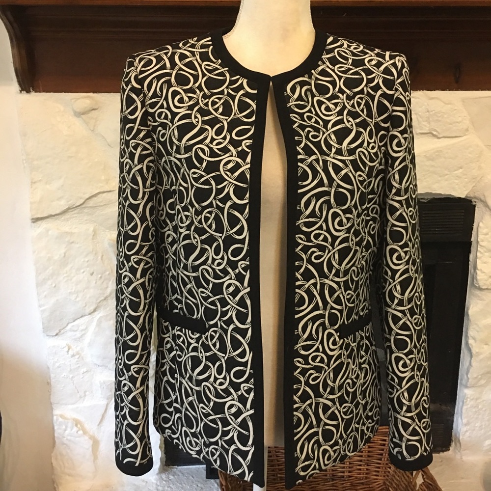 KASPER BLACK & WHITE ELEGANT TEXTURED JACKET BLAZER WOMEN’S SIZE 8 - Picture 3 of 11